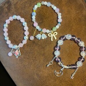 Elegant Pastel Beaded Bracelets set of 3 B104